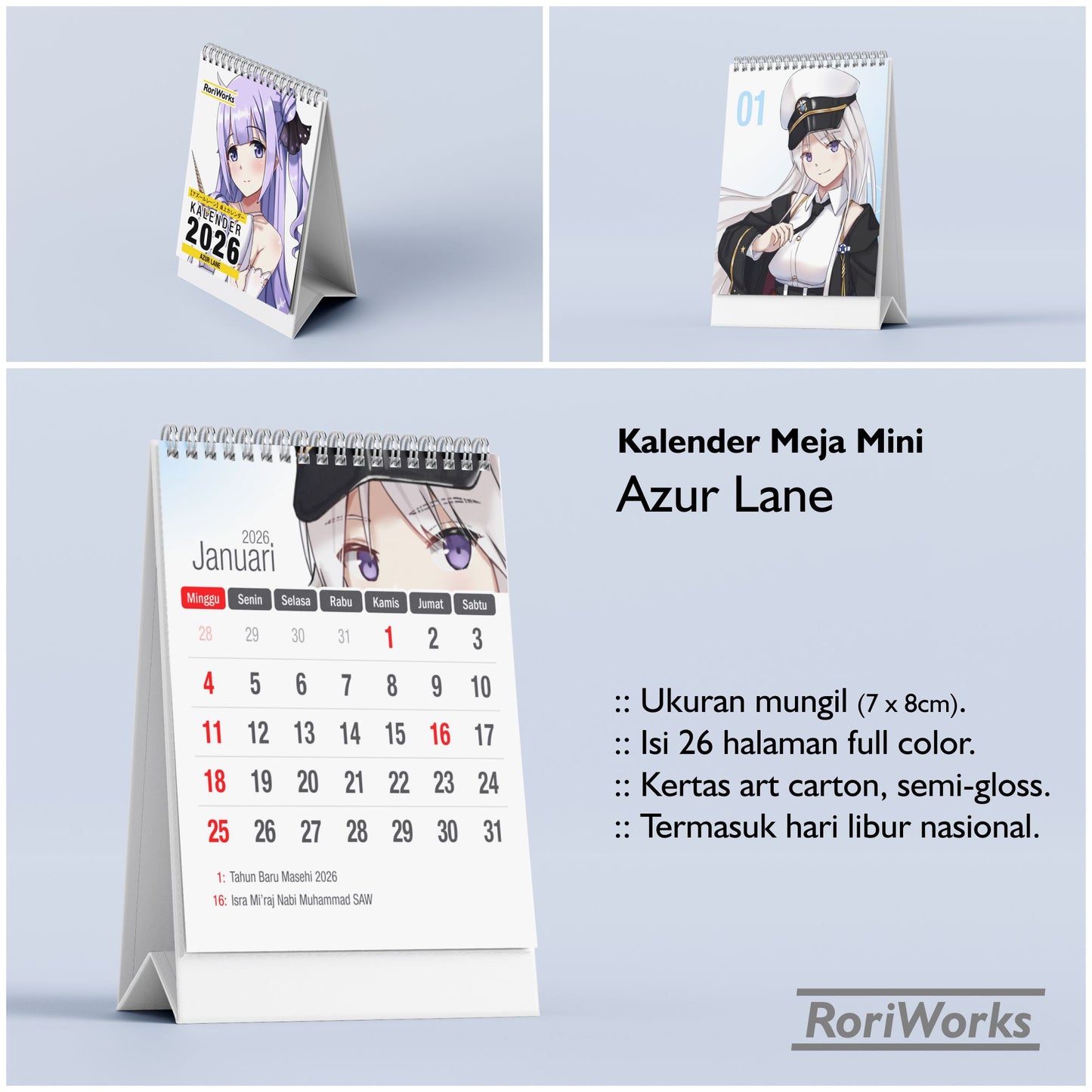 Kalender Meja Mini 2026 - Azur Lane