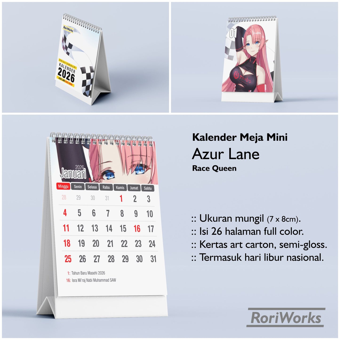 Kalender Meja Mini 2026 - Azur Lane (Race Queen)