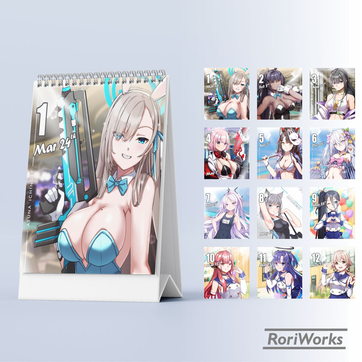 Kalender Meja Mini 2027 - Blue Archive