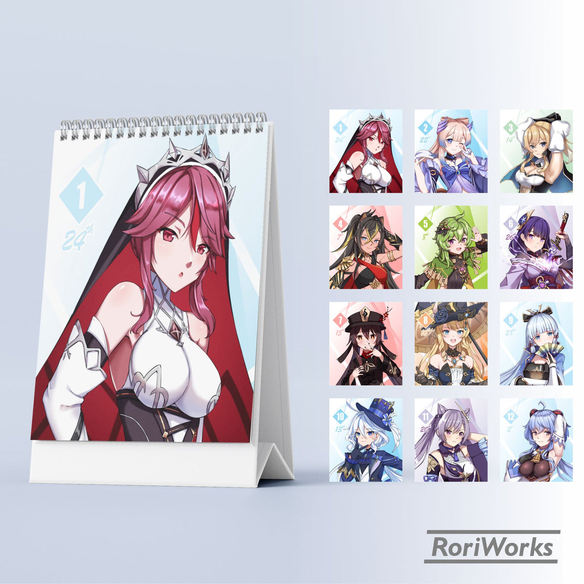 Kalender Meja Mini 2027 - Genshin Impact