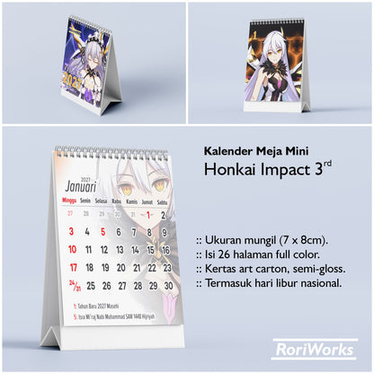 Kalender Meja Mini 2027 - Honkai Impact 3rd