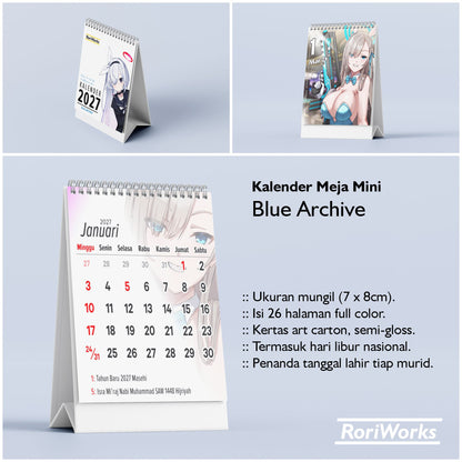 Kalender Meja Mini 2027 - Blue Archive