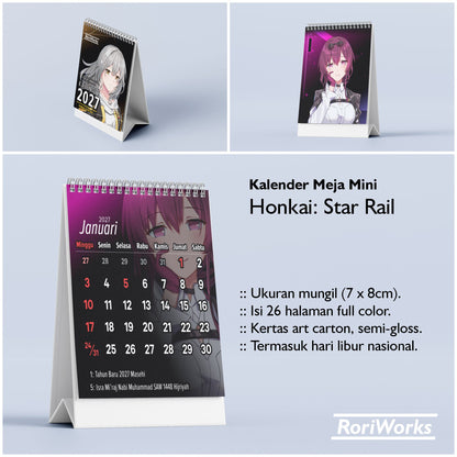 Kalender Meja Mini 2027 - Honkai Star Rail