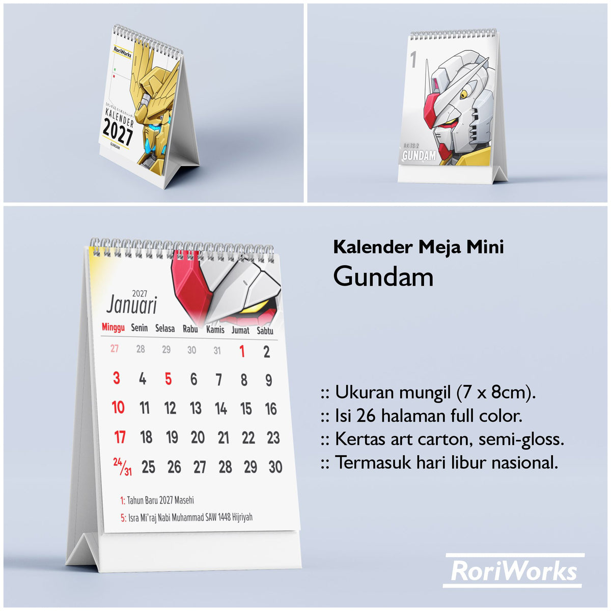Kalender Meja Mini 2027 - Gundam
