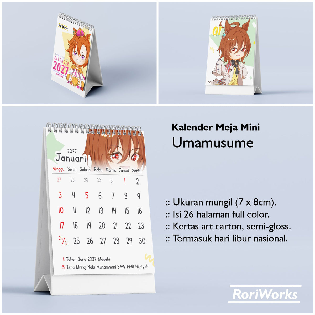 Kalender Meja Mini 2027 - Umamusume