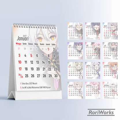 Kalender Meja Mini 2027 - Honkai Impact 3rd
