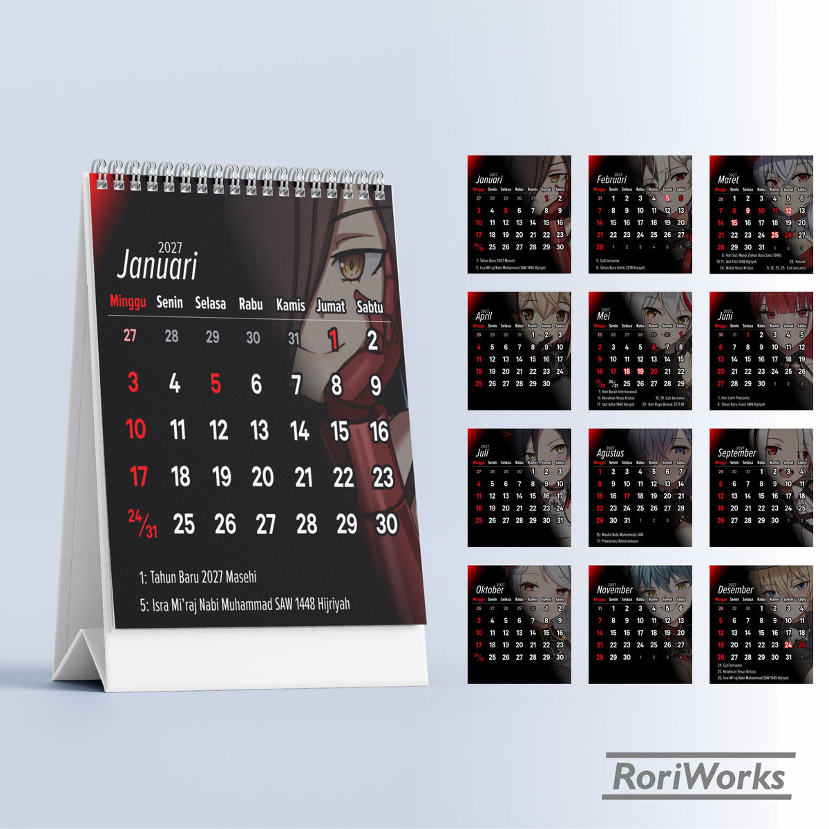 Kalender Meja Mini 2027 - Azur Lane (Iron Blood)