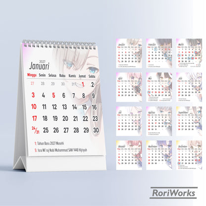 Kalender Meja Mini 2027 - Blue Archive