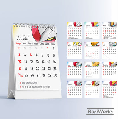 Kalender Meja Mini 2027 - Gundam