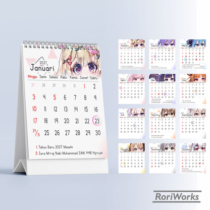 Kalender Meja Mini 2027 - Hololive