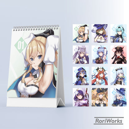 Kalender Meja Mini 2026 - Genshin Impact