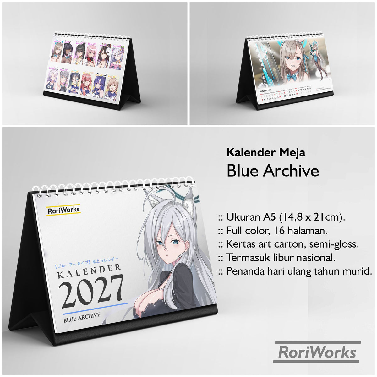 Kalender Meja 2027 - Blue Archive
