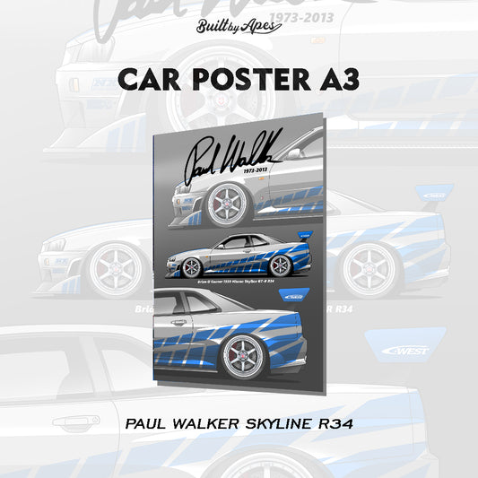 Poster - Paul Walker (Nissan Skyline R34)