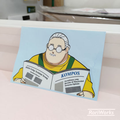 Stiker Sakamoto Baca Koran | Sakamoto Days